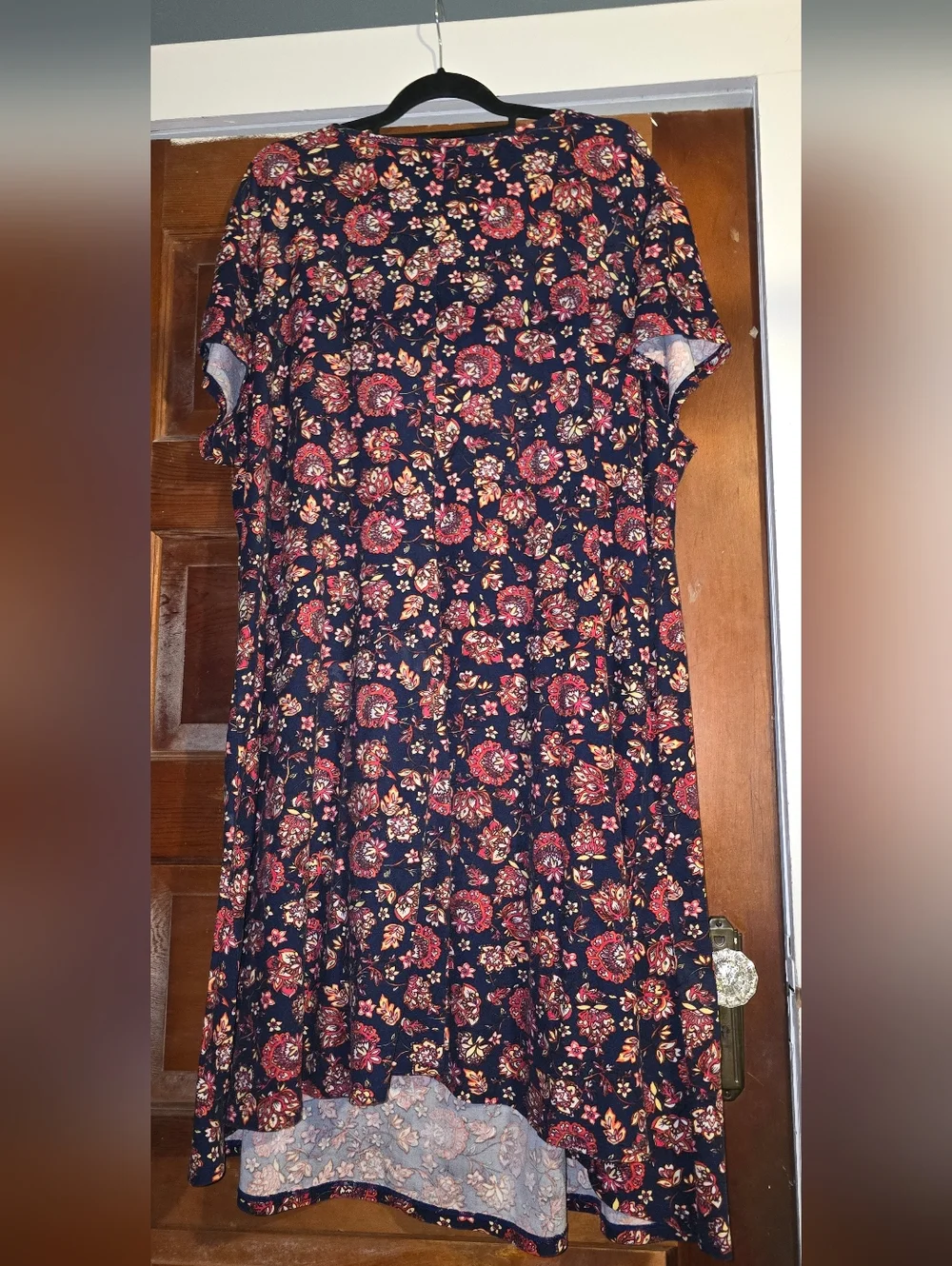 Fred David Navy Midi Dress with Red Floral Print - Picture 2 of 4